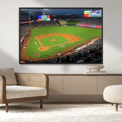 93707-MGV-CV-36X24-Los Angeles Stadium Wall Art Canvas Print, Framed Angel Stadium Field Art Picture Print, Anaheim Stadium Perfect Sports Room Decor