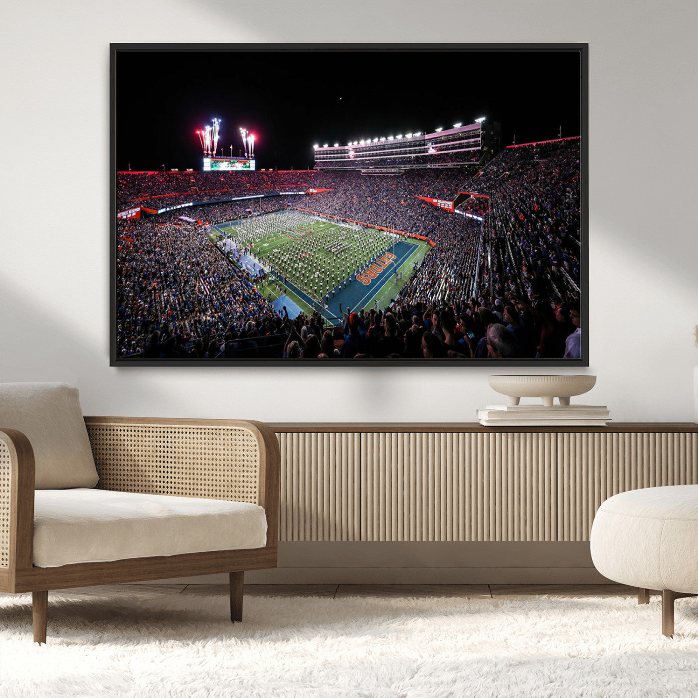 46899-MGV-CV-36X24-Ben Hill Griffin Stadium Wall Art Canvas Print, Framed Football Stadium Art Picture Print, Florida Football Stadium Perfect Sport