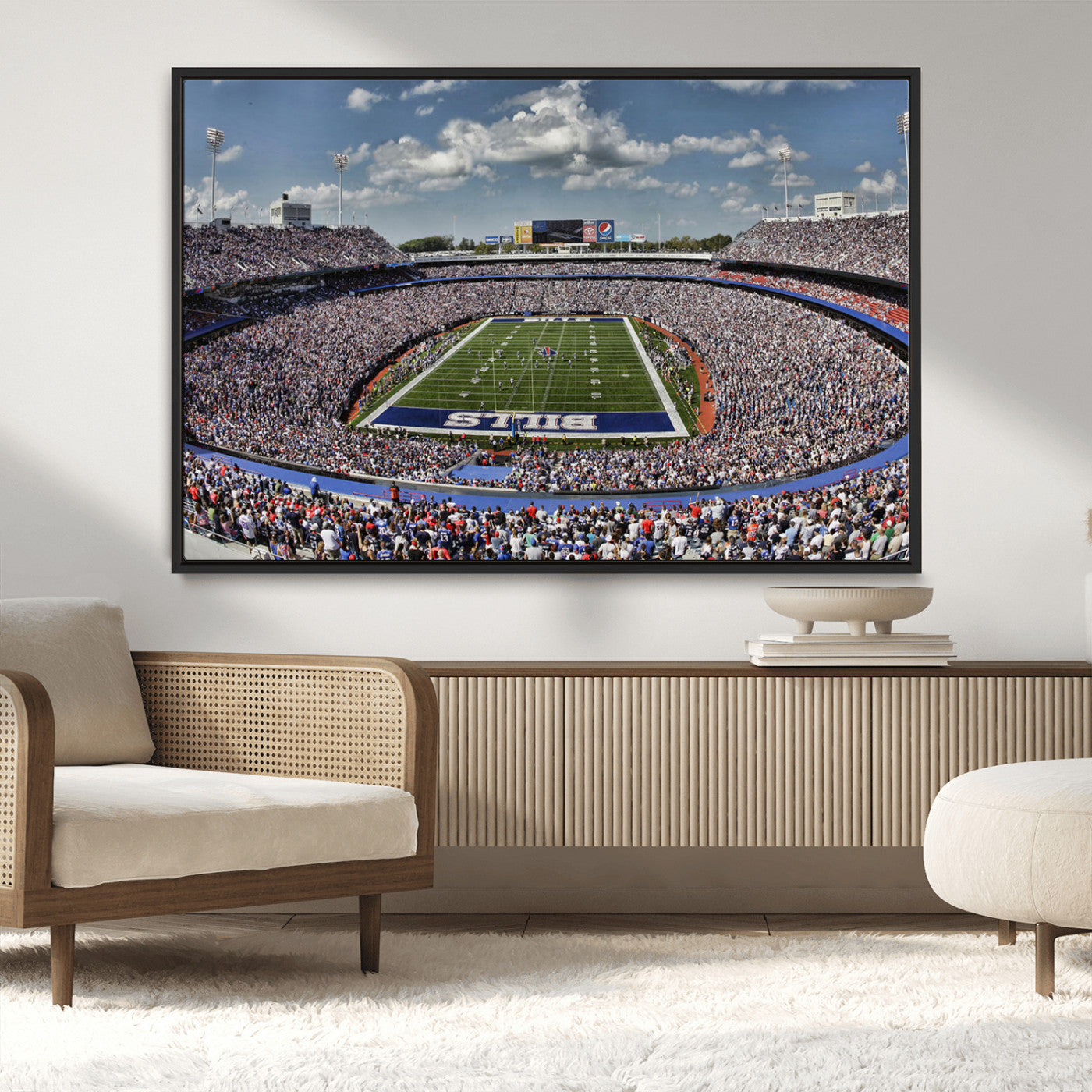 76491-MGV-CV-36X24-Buffalo Bills Stadium Wall Art Canvas Print, Framed Bills Stadium Art Picture Print, Highmark Stadium Perfect Sport Room Decor
