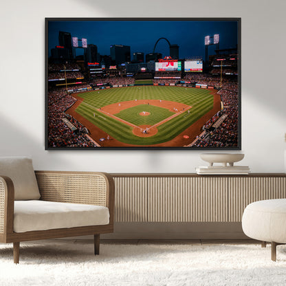 38612-MGV-CV-36X24-Busch Stadium Wall Art Canvas Print, Framed Missouri Stadium Art Picture Print, Busch Stadium Field Perfect Sports Room Decor
