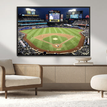 87666-MGV-CV-36X24-City Field Stadium Wall Art Canvas Print, Framed New York Stadium Art Picture Print, Citi Field Stadium Perfect Sport Room Decor