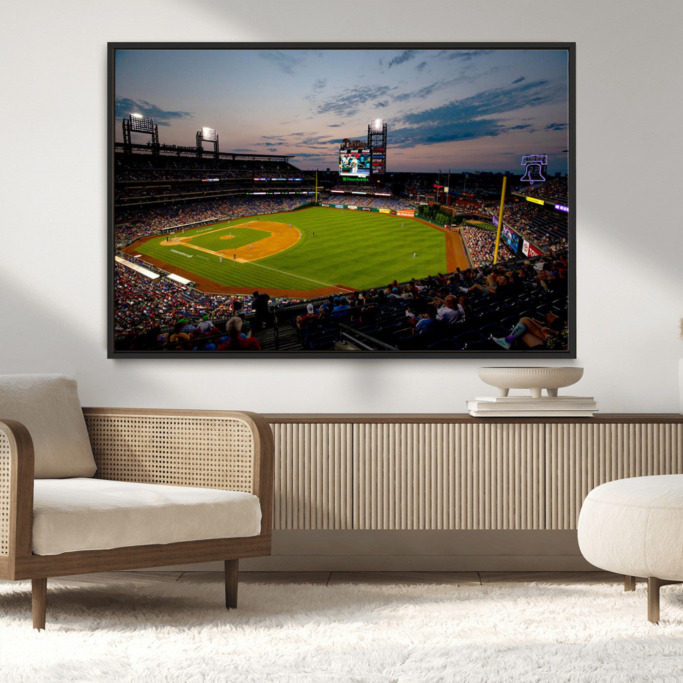 17415-MGV-CV-36X24-Philadelphia Phillies Stadium Wall Art Canvas Print, Framed Citizens Bank Park Art Picture Print, Phillies Stadium Field Perfect