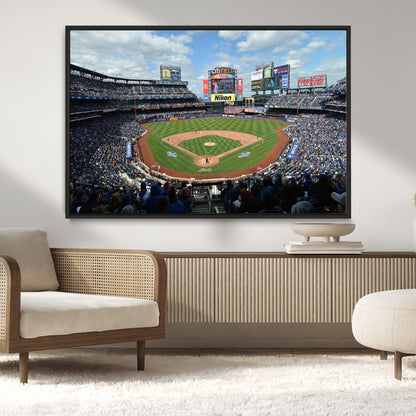 22910-MGV-CV-36X24-City Field Stadium Wall Art Canvas Print, Framed New York Stadium Art Picture Print, City Field Perfect Sport Room Decor Artwork