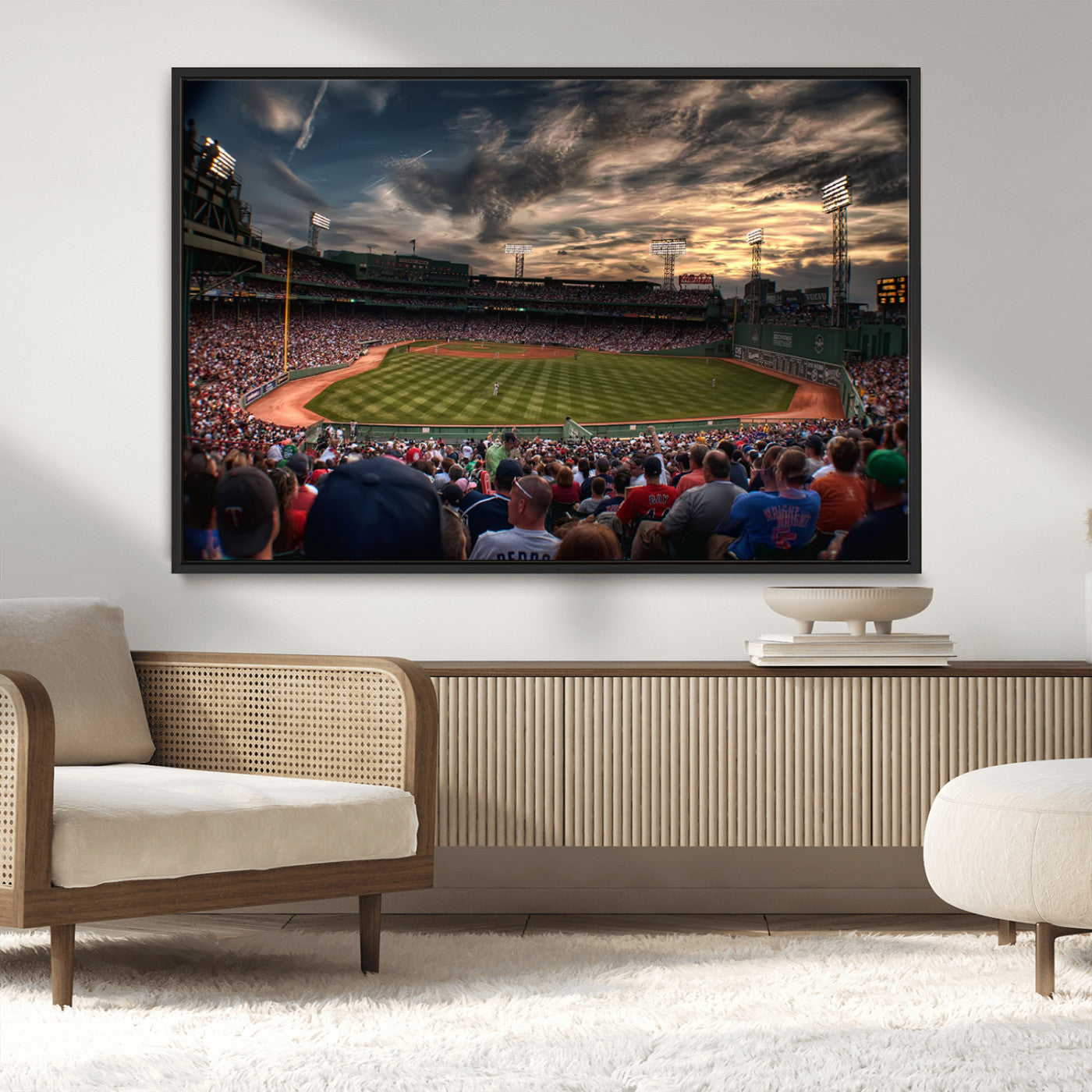 53432-MGV-CV-36X24-Fenway Park Stadium Wall Art Canvas Print, Framed Boston Baseball Stadium Art Picture Print, Massachusetts Fenway Park Perfect