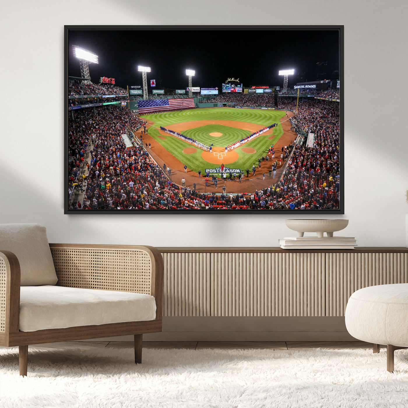 47365-MGV-CV-36X24-Fenway Park Stadium Wall Art Canvas Print, Framed Boston Baseball Stadium Art Picture Print, MLB Stadium Field Perfect Sport Room