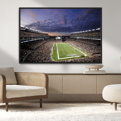 52712-MGV-FC-36X24_Black-Gillette Stadium Field Wall Art Canvas Print, Framed Massachusetts Stadium Art Picture Print, Gillette Stadium Perfect Sport Room