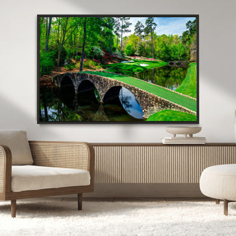 57655-MGV-CV-36X24-Golf Course Wall Art – Canvas Print Scenic Green Fairway Stone Bridge Water Reflection Landscape, Classic Sports Decor for Office,