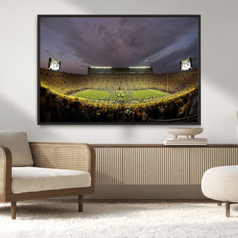 72404-MGV-CV-36X24-Michigan Wolverine Stadium Wall Art Canvas Print, Framed Michigan Stadium Art Picture Print, Football Stadium Perfect Sport Room