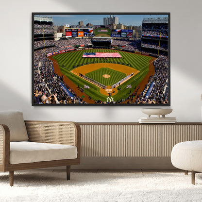 20879-MGV-CV-36X24-Yankee Stadium Wall Art Canvas Print, Framed New York Stadium Art Picture Print, Yankee Field Perfect Sport Room Decor Artwork