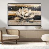 18807-MGV-CV-36X24-Lotus Flower Wall Art Canvas Print, Framed Abstract Lotus Art Picture Print, White Lotus Flower Perfect Abstract Floral Decor