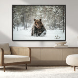 43350-MGV-CV-36X24-Wild Bear in Snow Wall Art – Majestic Wildlife Photography Print, Winter Forest Nature Decor for Cabin, Lodge, Rustic Home,