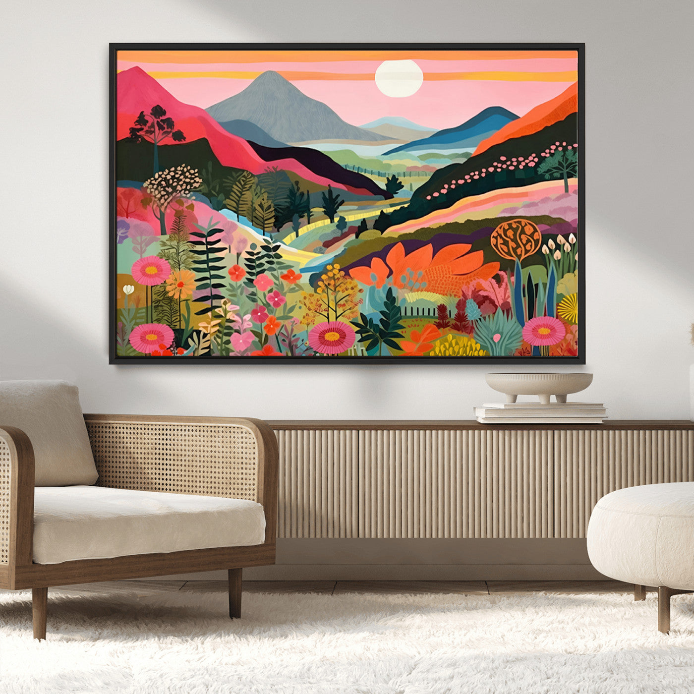 61376-MGV-CV-36X24-Floral Valley Wall Art – Panoramic Mountain Landscape Canvas Print, Vibrant Nature Decor for Living Room, Office, or Bedroom