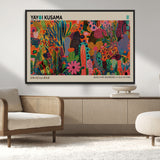 40791-MGV-CV-36X24-Kusama Inspired Wall Art – Vibrant Abstract Floral Jungle Canvas Print, Bold Pop Art Botanical Decor for Living Room, Bedroom, or