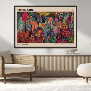 51280-MGV-CV-36X24-Abstract Yayoi Kusama Wall Art Canvas Print, Framed Japanese Wabi Sabi Art Picture Print, Yayoi Kusama Perfect Abstract Modern