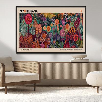 51280-MGV-CV-36X24-Abstract Yayoi Kusama Wall Art Canvas Print, Framed Japanese Wabi Sabi Art Picture Print, Yayoi Kusama Perfect Abstract Modern