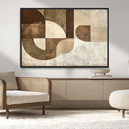 59767-MGV-CV-36X24-Abstract Geometric Shapes Wall Art – Modern Minimalist Canvas Print, Neutral Brown Beige Tan Artwork for Living Room, Bedroom,