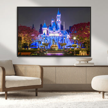 66710-MGV-CV-36X24-Enchanted Castle Wall Art – Magical Night Scene Canvas Print with Glowing Lights, Fantasy Architecture Artwork for Living Room,