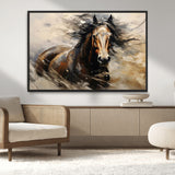 53001-MGV-CV-36X24-Wild Horse Wall Art – Majestic Stallion Canvas Print with Flowing Mane, Rustic Western Style Painting for Living Room, Office or