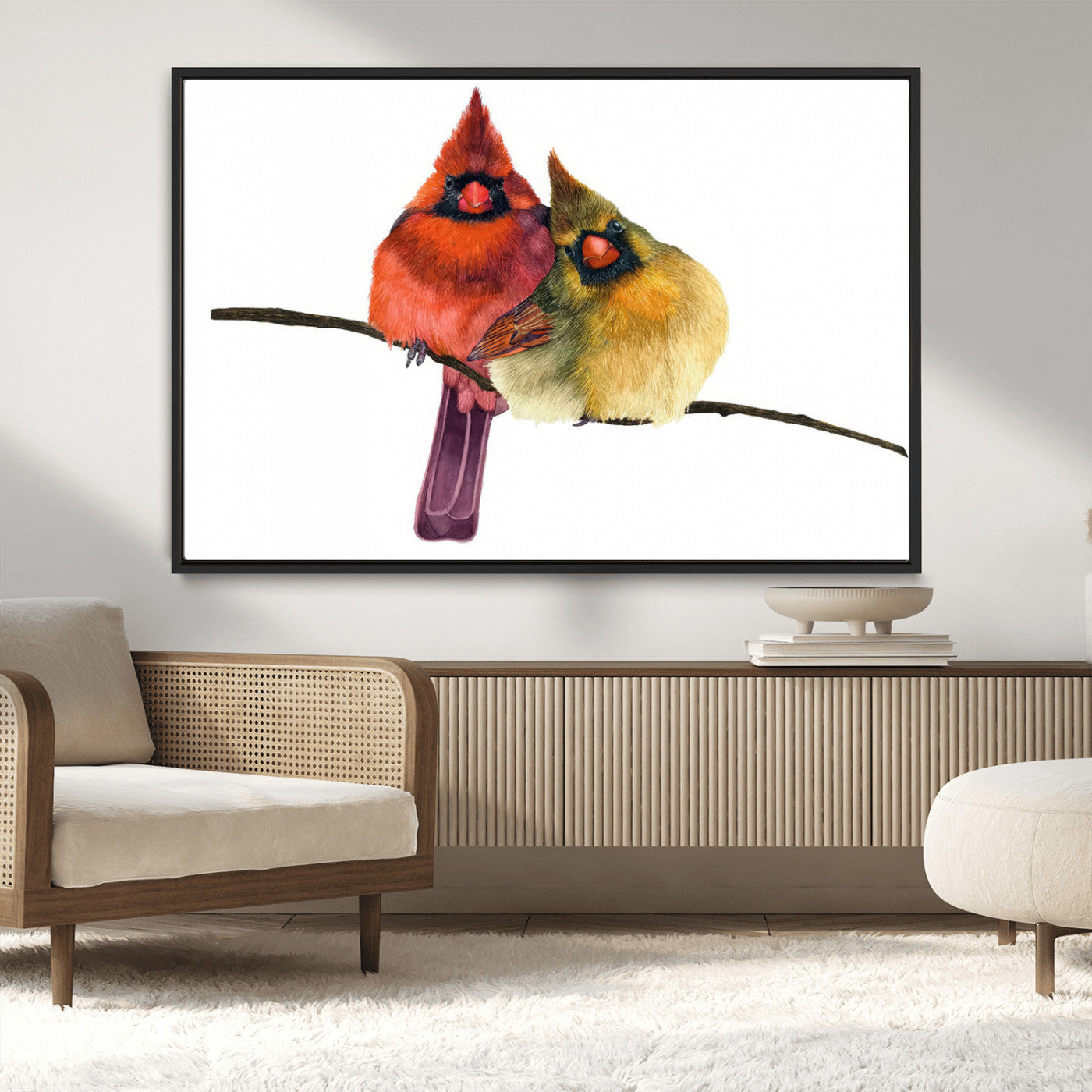 67752-MGV-CV-36X24-Cardinal Couple Wall Art – Male and Female Cardinal Canvas Print, Romantic Bird Artwork for Nature Lovers, Living Room, Bedroom,