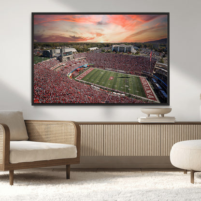 51135-MGV-CV-36X24-Indiana Hoosiers Stadium Wall Art – Panoramic Football Canvas Print with Game Day Crowd and Sunset Sky, Sports Artwork for Man
