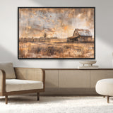 FARM2-MGV-CV-36X24-Rustic Farmhouse Wall Art Canvas Print, Framed Old Barn Art Picture Print, Southwestern Farmhouse Perfect Rustic Decor Artwork