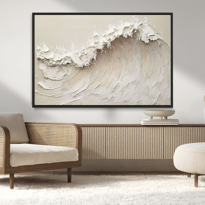 45175-MGV-CV-36X24-Textured Wave Wall Art Canvas Print, Framed Minimal Seascape Art Picture Print, Elegant Wave Perfect Modern Coastal Decor Artwork