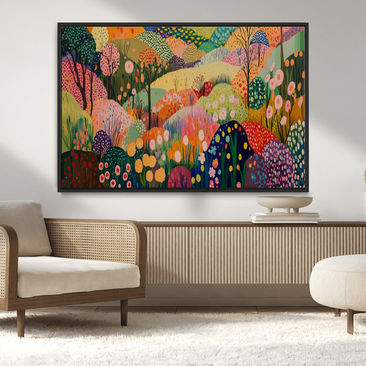 82685568-MGV-CV-36X24-Colorful Garden Wall Art – Vibrant Landscape Canvas Print, Modern Floral Abstract Painting for Living Room, Bedroom, Office, or