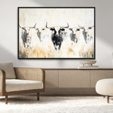 40397799-MGV-CV-36X24-Texas Longhorn Wall Art Canvas Print, Framed Rustic Herd Art Picture Print, Western Bull Perfect Neutral Western Decor Artwork