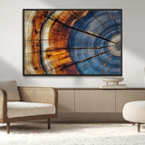 96890915-MGV-CV-36X24-Abstract Tree Ring Wall Art – Rustic Nature Canvas Print with Wood Grain Texture, Modern Earth Tone Artwork for Office, Living