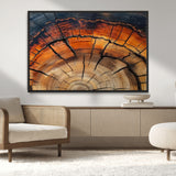 65909987-MGV-CV-36X24-Rustic Tree Ring Wall Art – Nature Inspired Wooden Texture Canvas Print, Modern Abstract Artwork for Living Room, Bedroom, Office