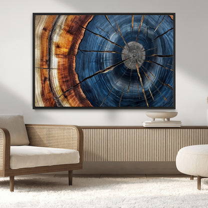 45268471-MGV-CV-36X24-Rustic Tree Ring Wall Art – Natural Wood Texture Canvas Print, Abstract Tree Stump Farmhouse Decor for Log Cabin, Wooden House or