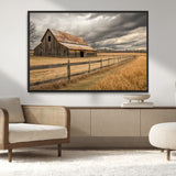 26821575-MGV-CV-36X24-Old Barn Wall Art Canvas Print, Framed Rustic Barn Art Picture Print, Moody Farm Perfect Rustic Farmhouse Decor Artwork