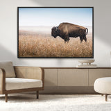 91267849-MGV-CV-36X24-Wild Bison Wall Art Canvas Print, Framed Bison in Prairie Art Picture Print, Rustic Western Perfect Rustic Western Decor Artwork