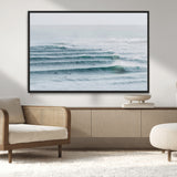 73969318-MGV-CV-36X24-Ocean Waves Wall Art Canvas Print, Framed Surfer Lineup Art Picture Print, Crowded Ocean Perfect Minimal Coastal Decor Artwork