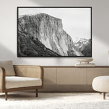 39393420-MGV-CV-36X24-El Capitan Wall Art Canvas Print, Framed Yosemite Cliff Art Picture Print, Monochrome Mountain Perfect Monochrome Sierra Decor