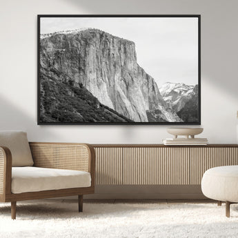 39393420-MGV-CV-36X24-El Capitan Wall Art Canvas Print, Framed Yosemite Cliff Art Picture Print, Monochrome Mountain Perfect Monochrome Sierra Decor