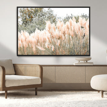 21826392-MGV-CV-36X24-Pampas Grass Wall Art Canvas Print, Framed Soft Pampas Art Picture Print, Pastel Grasses Perfect Soft Neutral Boho Decor Artwork