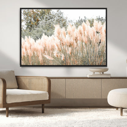 21826392-MGV-CV-36X24-Pampas Grass Wall Art Canvas Print, Framed Soft Pampas Art Picture Print, Pastel Grasses Perfect Soft Neutral Boho Decor Artwork