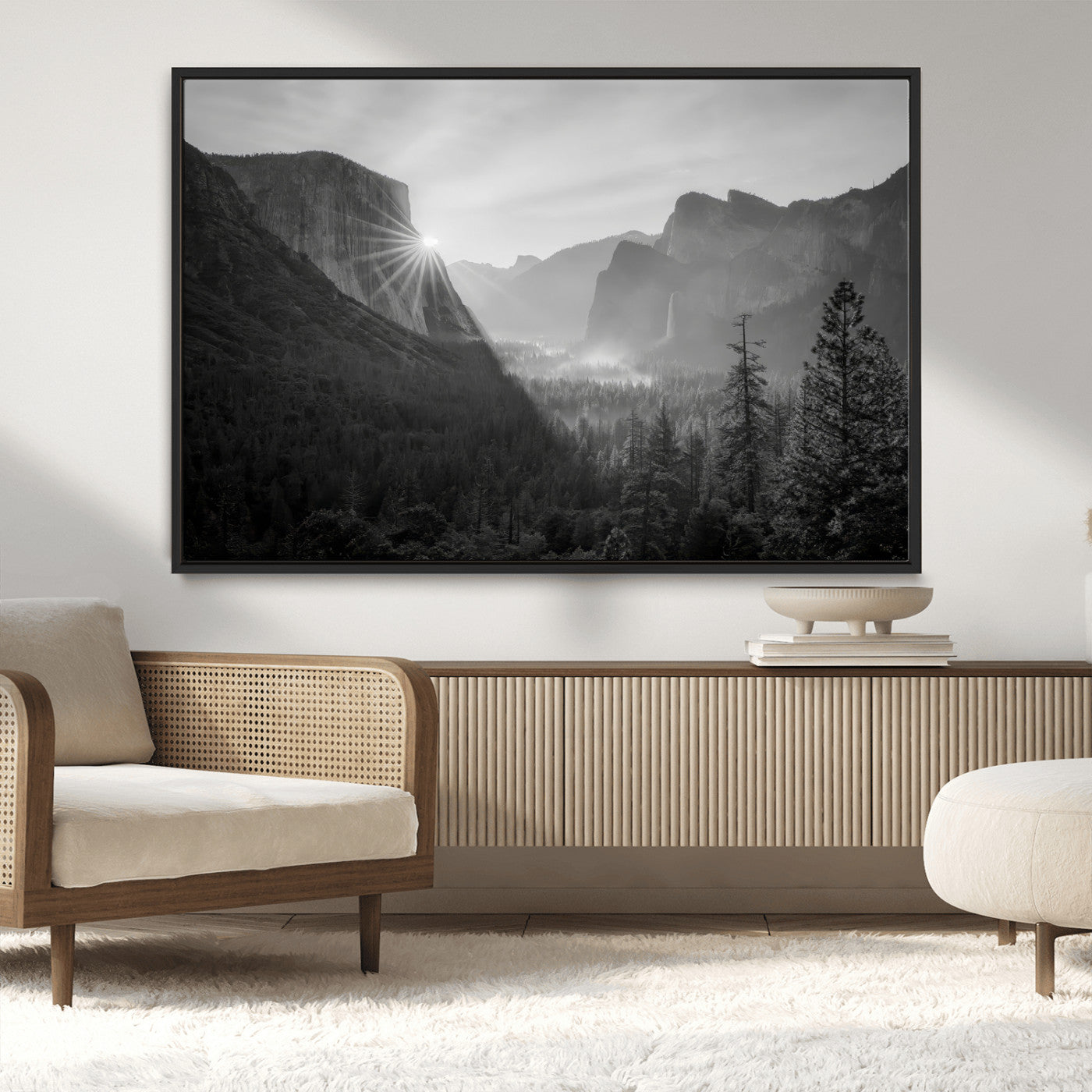 39278955-MGV-CV-36X24-Yosemite Valley Wall Art Canvas Print, Framed El Capitan Art Picture Print, Misty Mountain Perfect Modern Rustic Decor Artwork