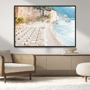 84816639-MGV-CV-36X24-Mediterranean Beach Wall Art Canvas Print, Framed Airy Coastal Art Picture Print, Summer Shore Perfect Coastal Retreat Decor