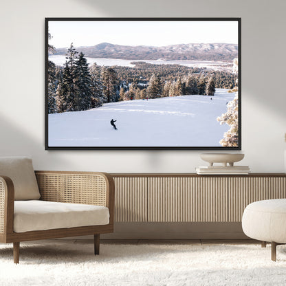 79857868-MGV-CV-36X24-Snowy Mountain Wall Art Canvas Print, Framed Ski Slope Art Picture Print, Winter Forest Perfect Modern Rustic Decor Artwork