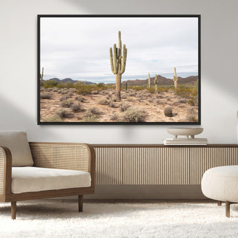 96147924-MGV-CV-36X24-Saguaro Cactus Wall Art Canvas Print, Framed Desert Cactus Art Picture Print, Earthy Desert Perfect Southwestern Boho Decor