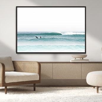 56345117-MGV-CV-36X24-Minimalist Surfing Wall Art Canvas Print, Framed Ocean Waves Art Picture Print, Soft Ocean Perfect Minimalist Coastal Decor