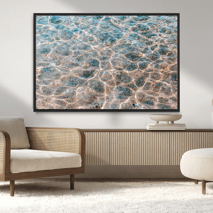 26580287-MGV-CV-36X24-Clear Water Wall Art Canvas Print, Framed Sunlit Ripples Art Picture Print, Ocean Texture Perfect Modern Coastal Decor Artwork
