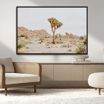 67109959-MGV-CV-36X24-Joshua Tree Wall Art Canvas Print, Framed Neutral Desert Art Picture Print, Earthy Landscape Perfect Neutral Boho Decor Artwork