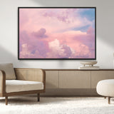 22874890-MGV-CV-36X24-Pastel Sky Wall Art Canvas Print, Framed Dreamy Cloudscape Art Picture Print, Sunset Glow Perfect Minimalist Serenity Decor