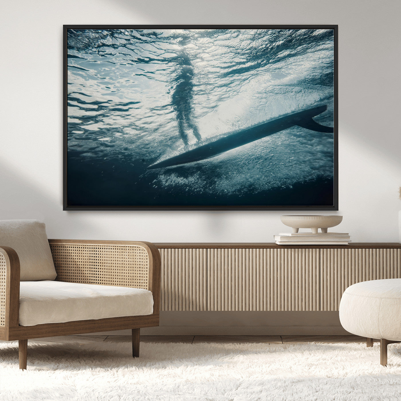 71192524-MGV-CV-36X24-Submerged Surf Wall Art Canvas Print, Framed Underwater Perspective Art Picture Print, Ocean Surf Perfect Coastal Adventure Decor