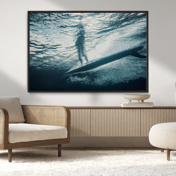 71192524-MGV-CV-36X24-Submerged Surf Wall Art Canvas Print, Framed Underwater Perspective Art Picture Print, Ocean Surf Perfect Coastal Adventure Decor