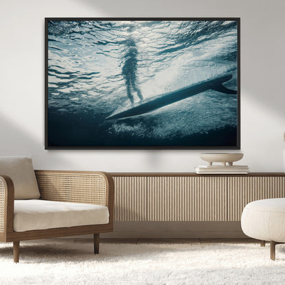 71192524-MGV-CV-36X24-Submerged Surf Wall Art Canvas Print, Framed Underwater Perspective Art Picture Print, Ocean Surf Perfect Coastal Adventure Decor