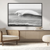 42544082-MGV-CV-36X24-Monochrome Seascape Wall Art Canvas Print, Framed Surf Wave Art Picture Print, Minimalist Ocean Perfect Moody Coastal Decor